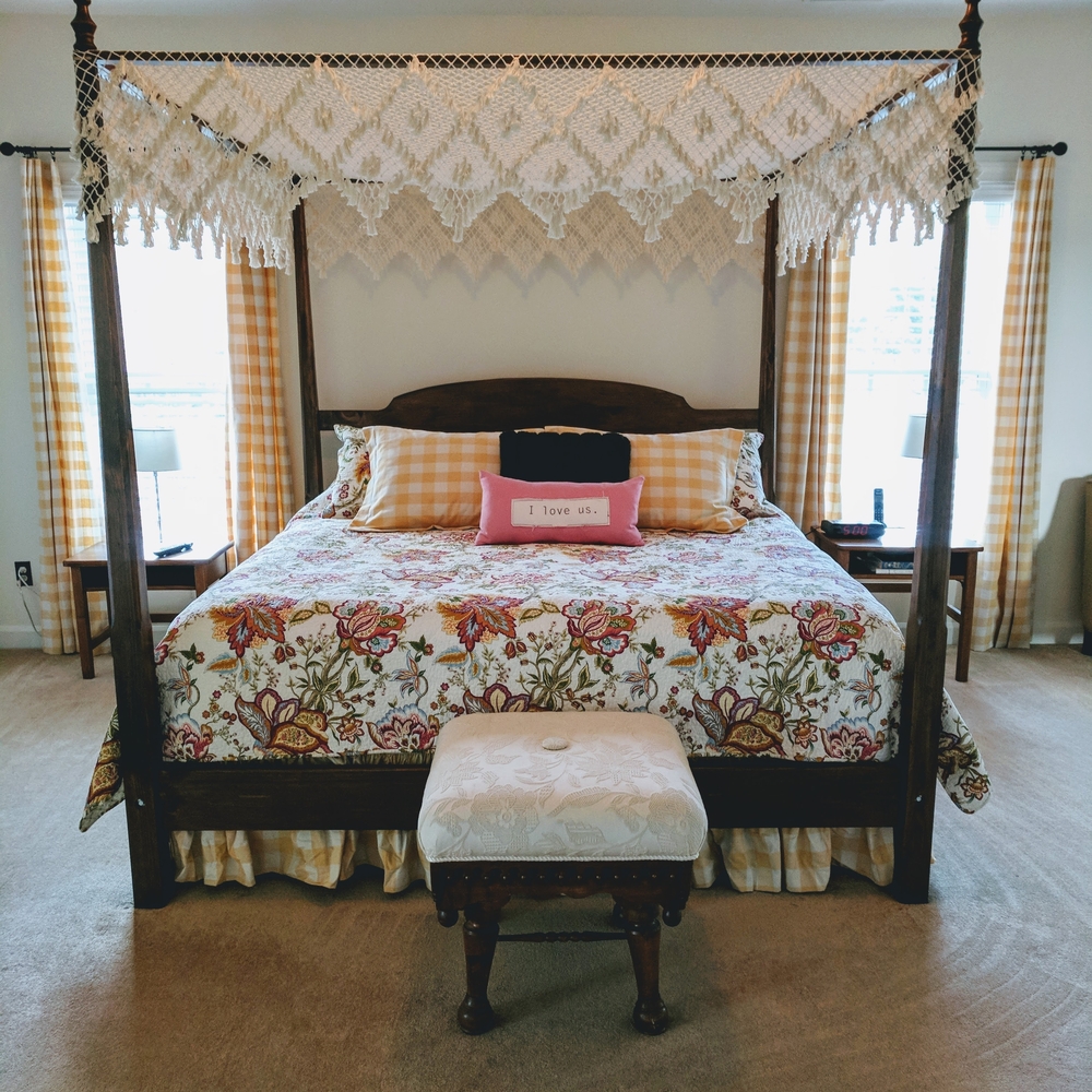 King Sized, Hand Knotted, Southern Style Bed Canopy